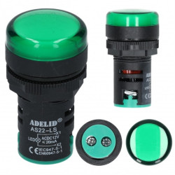 Lampka kontrolna sterownicza LED Zielona 230V fi:22mm ADELID