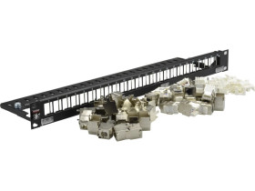 Patch panel RACK 19 kat.6A 24p STP 1U czarny DataGate Molex
