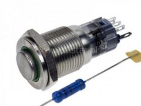 Przycisk chwilowy 16mm wyst. LED czerwony 230V