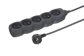 Przedłużacz 5-gniazdowy 1,5m 3x1,0mm OWY grafit / 24347
