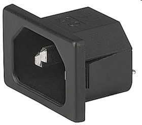 Panel plug C14, 3 pole, snap-in, plug-in connection, black, 6162.0010
