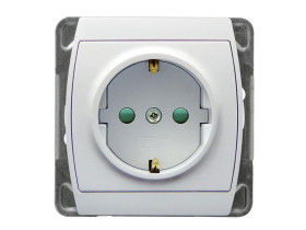 GAZELA Gniazdo pojedyncze z uziemieniem schuko z przesłonami biały GP-1JSP/m/00 OSPEL