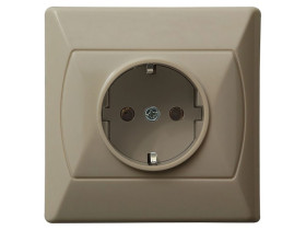 AKCENT Gniazdo pojedyncze z uziemieniem schuko beżowy GP-1AS/01 OSPEL