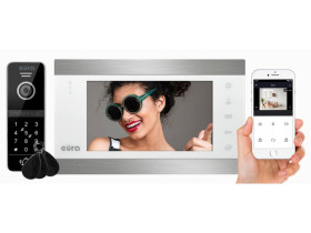 Wideodomofon "EURA" VDP-00C5 biały monitor 7'' WiFi kamera 960p RFID szyfrator C51A101 EURA-TECH