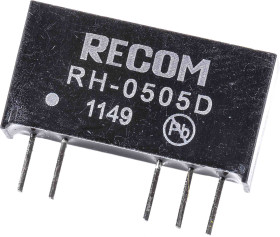 Przetwornica DC-DC, 1W, Uwe 4,5 → 5,5 V DC, Uwy ±5V dc, Iwy ±100mA, Recom