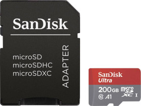 SanDisk Ultra® microSDXC 200 GB Class 10, UHS-I standard wydajności A1, zaw. oprogramowanie Android, zaw. kartę pamięci
