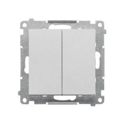 Simon 55 Łącznik jednobiegunowy + łacznik dwubiegunowy – 2 klawisze (moduł) 16 AX, zaciski gwintowe Aluminium mat TW12A.01/143