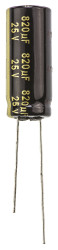 Kondensator 820μF 25V dc Radialny, Otwór przelotowy Panasonic roztaw: 5mm 10 (Dia.) x 25mm