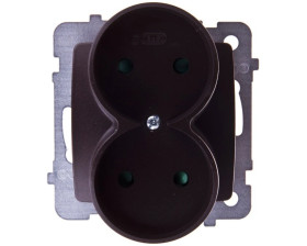 KARO Gniazdo podwójne b/u z przesłonami czekoladowy metalik GP-2SRP/m/40