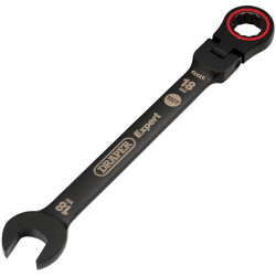 Draper Expert 03925 HI-TORQ&#xAE; Flexi Head Ratchet Spanner 18mm Black