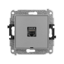 ICON Mechanizm gniazda komputerowego pojedynczego 1xRJ45, kat. 8, ekranowane, 8-stykowy, bez pola opisowego szary mat 27IGKBO-11