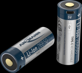 1307-0012 Li-ion battery, 26650, 3.6 V, 5100 mAh, USB-C