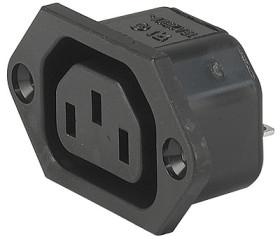 Panel socket F, 3 pole, screw mounting, plug-in connector 4.8 x 0.8, black, 3-144-642