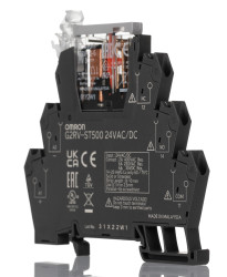 Przekaźnik interfejsowy elektromechaniczny 24V ac/dc Omron SPDT 250V ac 6A Szyna DIN bieguny 1 Elektromechanika Wciskane
