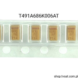 T491A686K006AT Tantalum 68uF 6.3V 10% SMD-A KEMET