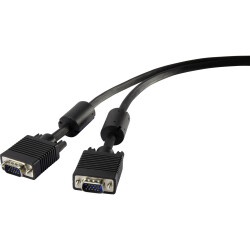 Renkforce RF-4212492 VGA Cable 15-Pin Plug to Plug 0.50m Black with Ferrite Core