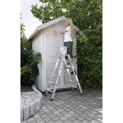 MUNK 40208 Aluminium Step Ladder Double-Sided, 2.5m, Non-Slip Shoes