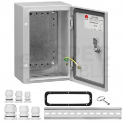 Obudowa hermetyczna rozdzielnica metalowa z płytą montażową 300x200x150 IP65 natynkowa szara NEKU