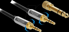 85788 Stereo Jack Cable 3.5 mm 3 pin m > m, screw adapter 5 m