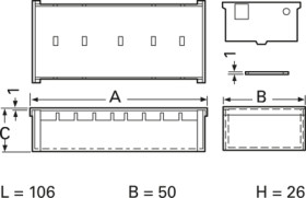 Sheet steel RF enclosure, (L x W x H) 106 x 50 x 26 mm, natural, 373.16