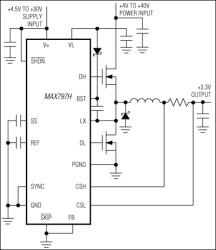 High-Voltage, Step-Down Controller with Synchronous Rectifier for CPU Power