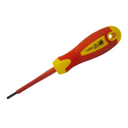 Faithfull FAISDVDE40 VDE Soft Grip Screwdriver Parallel Slotted Tip 4.0 x 100mm