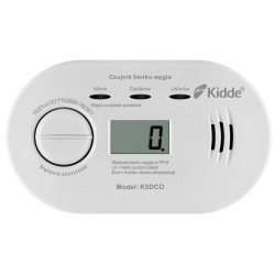 Czujnik tlenku węgla K5DCO LCD (10lat) KIDDE bateryjny, czadu, sygn.85dB, znak budowlany B