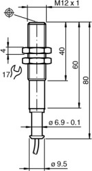 Inductive sensor, 2 wire, flush mounting, flush, 1 Form B (N/C), 70133239