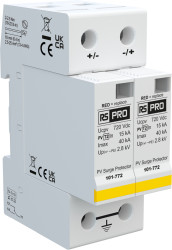 Przemysłowe zabezpieczenie przeciwprzepięciowe, 40 kA, 2.8 kV Szyna DIN, 85 °C, -40 °C, RS PRO