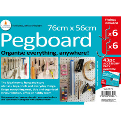 Cathedral Products WALPB76 Peg Board 76 x 56 white with 12 hooks - white