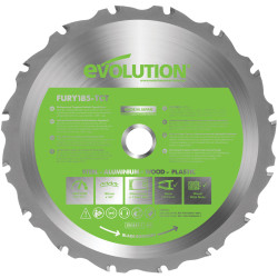 Evolution FURYBLADE185MULTI FURY MultiPurpose TCT CircularSaw Blade 18x20mmx16T