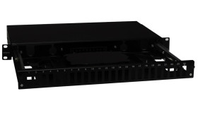 Przełącznica wysuwana 19 1U 24xSC duplex szara, teleskopowa, czarna