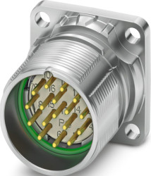 Flange plug, M23, 16 pole, solder connection, ONECLICK quick locking system, straight, 1679716