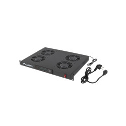 Panel wentylacyjny LCD poziomy 1U z termostatem do szaf 19&quot; 4 wentylatory 230V czarny Lanberg