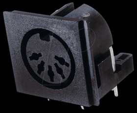 DIN socket, 5-pin, semi-circular, printed version