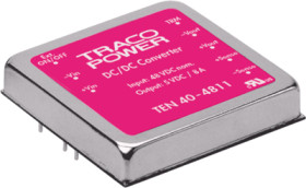 DC converter, 18-36 VDC, 40 W, 2 outputs, ±15 VDC, 87 % efficiency, TEN 40-2423