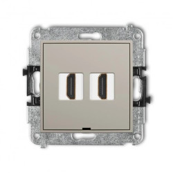 ICON Mechanizm gniazda podwójnego HDMI 2.0, 4K, bez pola opisowego taupe 60IHDMIBO-4