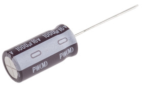 Kondensator 1000μF 16V dc Radialny, Otwór przelotowy Nichicon roztaw: 5mm 10 (Dia.) x 20mm