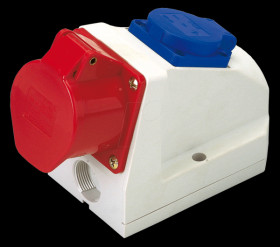 9225-6 CEE wall socket, 400 V, 32 A, red, surface-mounted