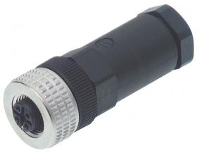 ELKA 5012PG9, M12, 5 styków, złącze żeńskie (gniazdo) proste, dławik PG9 (6-8mm), nakrętka metalowa, czarne, Hirschmann, 9331711