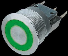1241.6634.1132000 Metal switch Mittelhub, Ø22, green LED