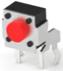 Short-stroke pushbutton, Form A (N/O), 50 mA/24 VDC, unlit , actuator (red, L 1.24 mm), 2.54 N, THT, 1825027-6