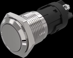 Vandal-proof pushbutton, silver, unlit , mounting Ø 16 mm, IP65/IP67, 82-4552.1000