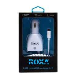 ładowarka USB samochodowa Roxa kabel micro USB + 2 gniazda USB 4,8A