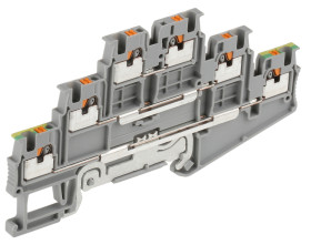 Listwa zaciskowa uziemienia Phoenix Contact poziomy: Potrójny 26 → 16AWGWciskane PT 1.5/S-PE/L/L 15A 500 V
