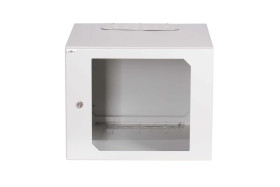 Szafa wisząca 19 cali 9U 600x600mm IP54 ściany boczne pełne, drzwi z szybą, wewnętrzna RAL 9002 SWK19-9U-60-DS-W 19-6040SWK19-9