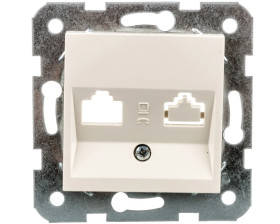 Karre Płytka Czołowa Z Ramką Szkieletową Do Gniazd Teleinformatycznych Mocowanie Typu Keystone Jack, Kolor Krem / 90967315