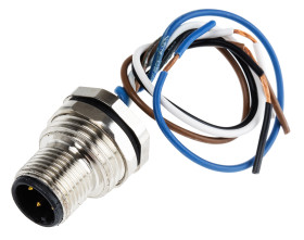 Złącze wielostykowe przemysłowe 4-pinowe M12, panelowe Wtyczka RS PRO