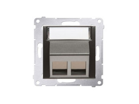 SIMON 54 Pokrywa gniazd teleinformatycznych na Keystone skośna 2 podwójna z polem opisowym (moduł) antracyt DKP2S.01/48 KONTAKT