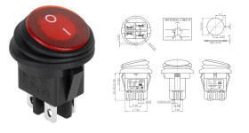 PRZEŁĄCZNIK OKRĄGŁY HERMETYCZNY CZERWONY 230V MKO DWUTOROWY